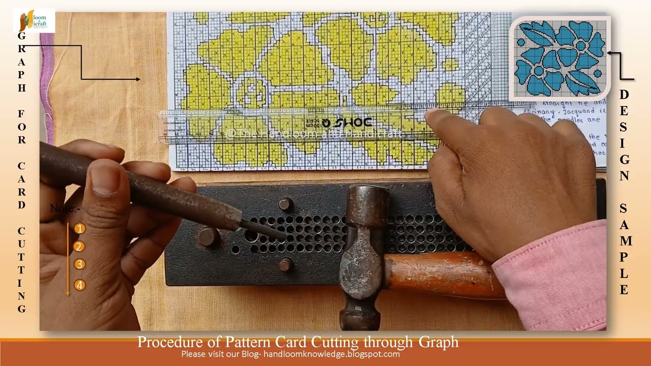 Design card cutting for jacquard loom | Card punching | handloom | hand punching machine |