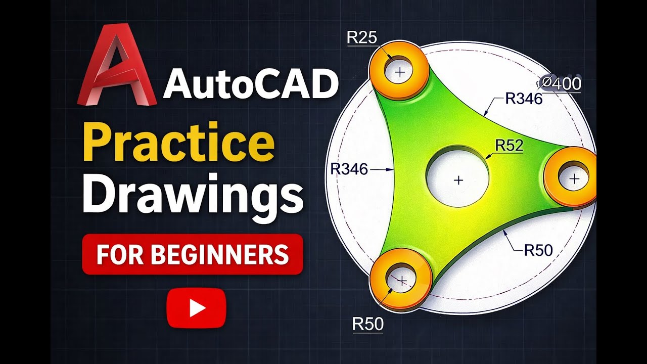 AutoCAD Practice Drawing Bangla | Step by Step 2D Drawing Tutorial