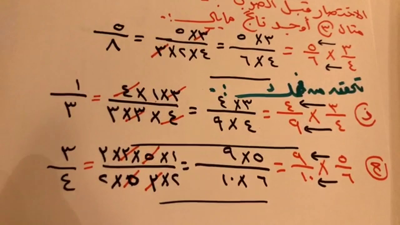 ضرب الكسور للصف السادس الإبتدائي الفصل الدراسي الثاني