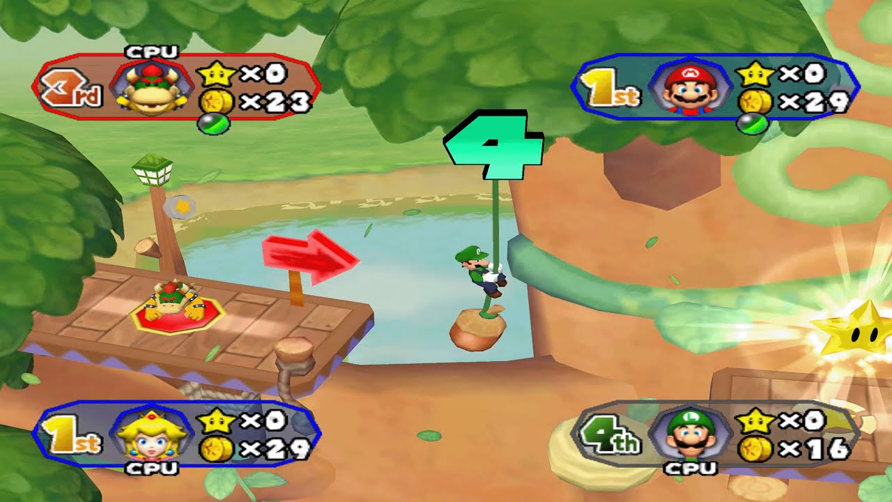 Mario Party 6 - Mario vs Luigi vs Peach vs Koopa Kid - Treetop Tower