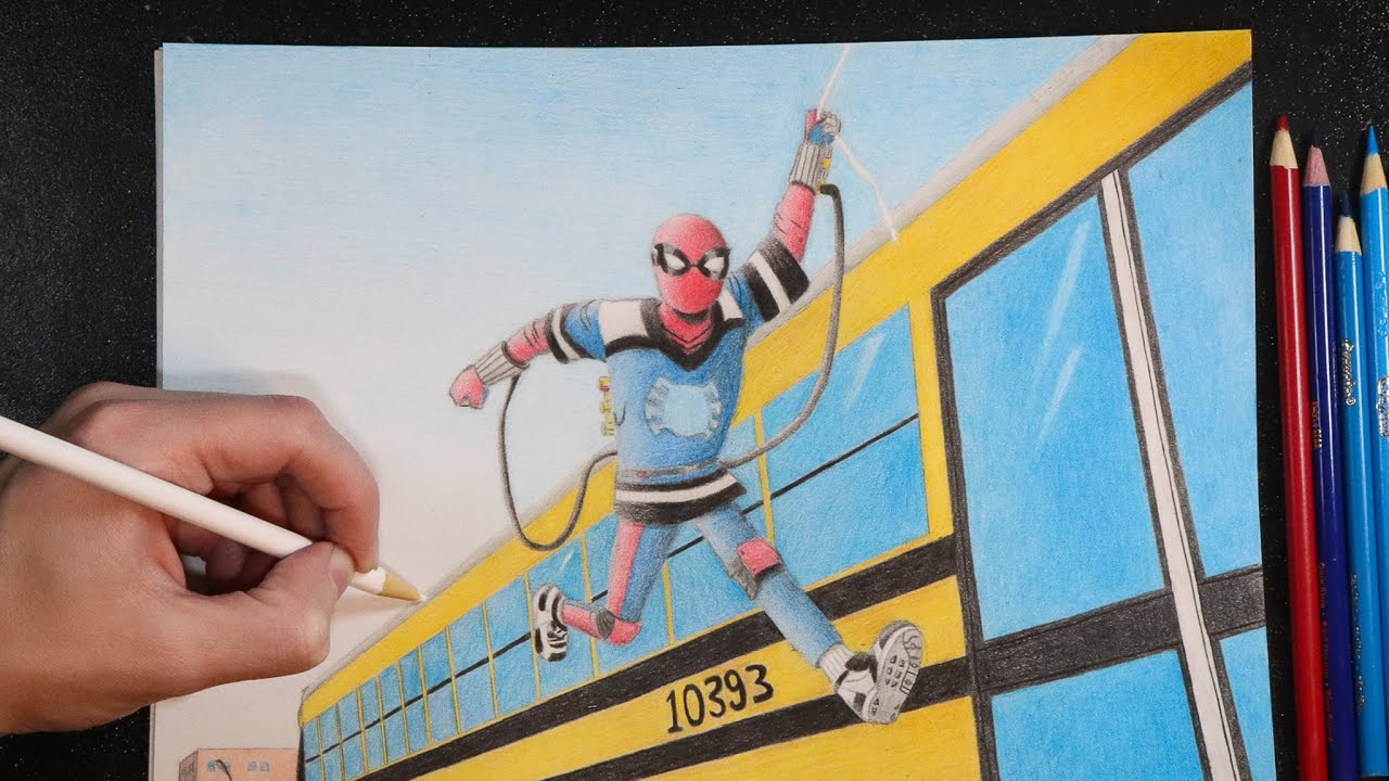 Drawing Spider-Man from Your Friendly Neighborhood Spider-Man animated series - Time-Lapse Art