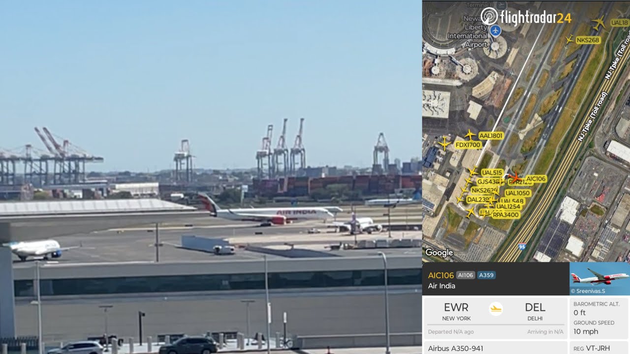 Air India покидает EWR на самолете Airbus A350-941!