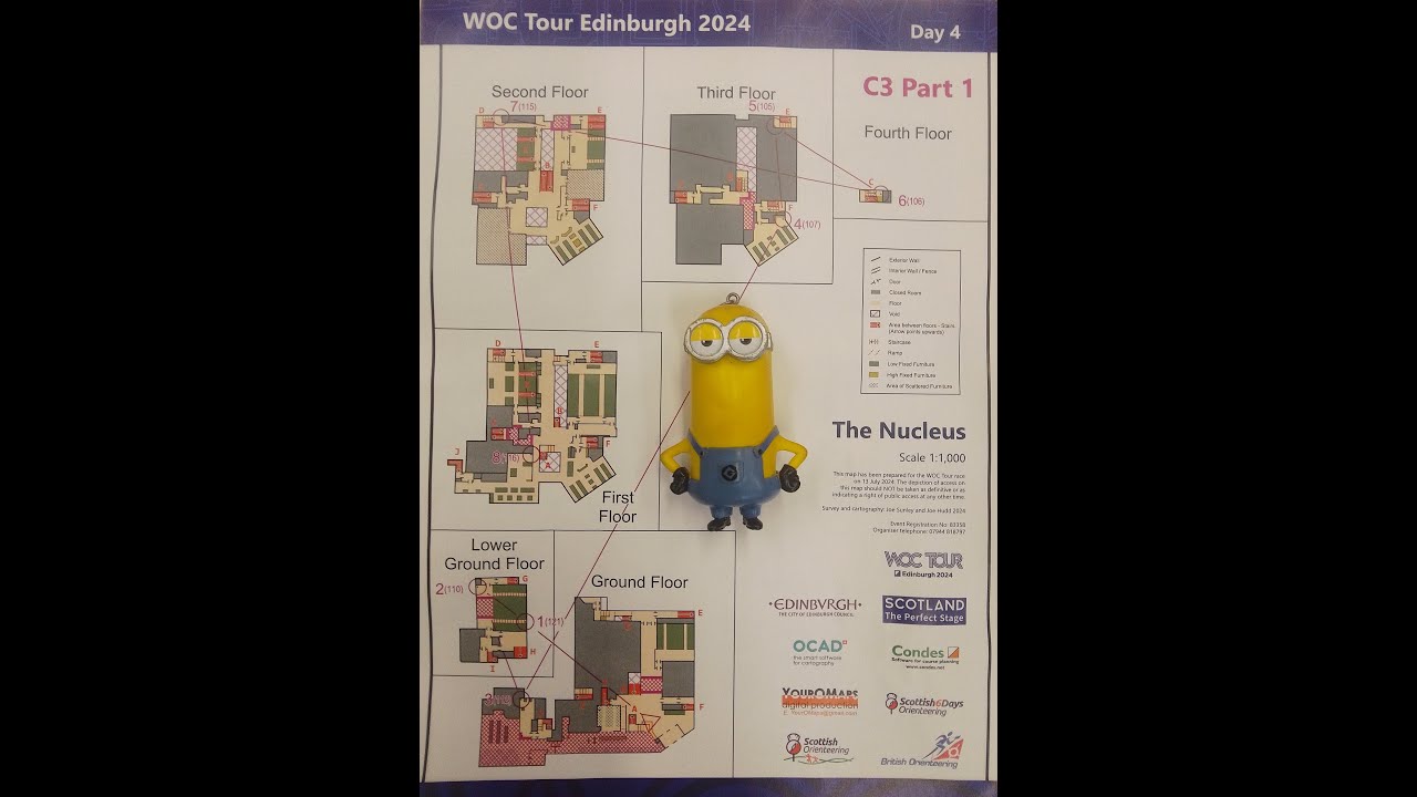 WOC Tour Day 2 Indoor Orienteering at the Nucleus Building, Edinburgh University 13 July 2024