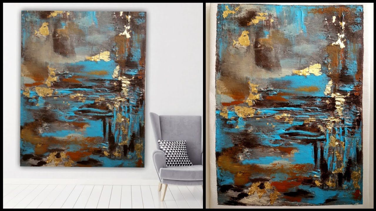 Experimenting with different color combination😱&textures|Acrylic painting|Abstract art|gold leaf art
