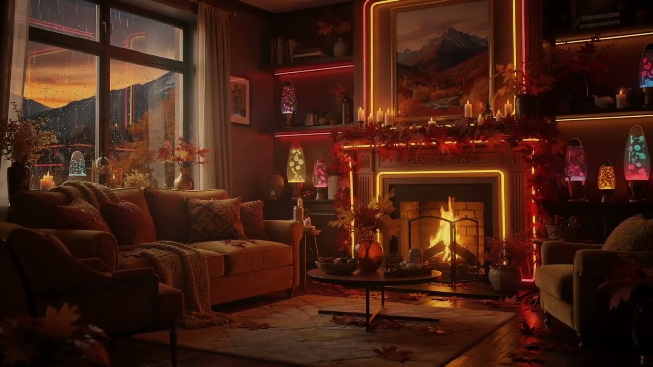 Neon Rainy Fireplace & Dreamy Jazz → 4 Hours Ultra Cozy Ambience for Sleep & Relaxation