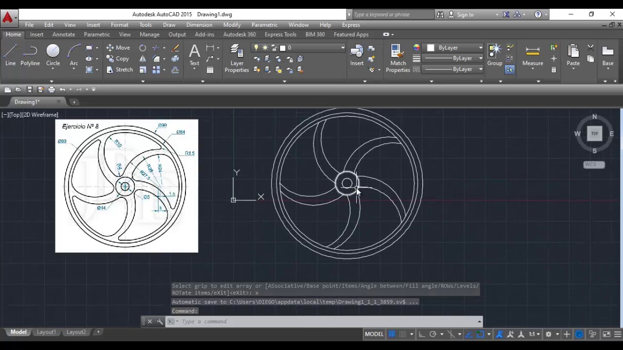 Llanta en autocad 2d