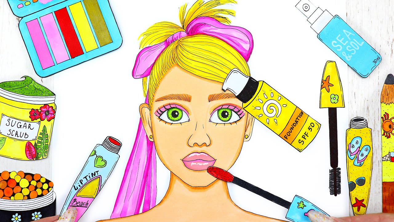 ASMR Makeup for Summer Girl Paper cosmetics
