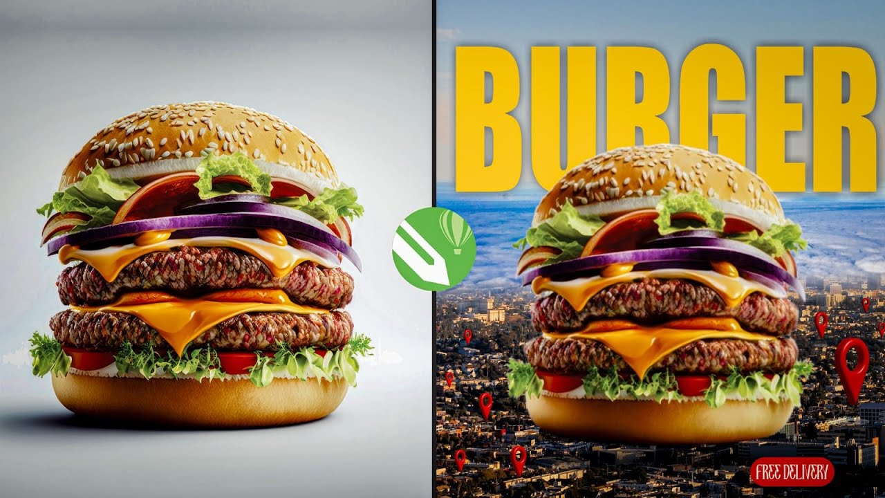 CoralDraw Tutorial | Graphic Design | Burger Poster Design 🍔⚡.