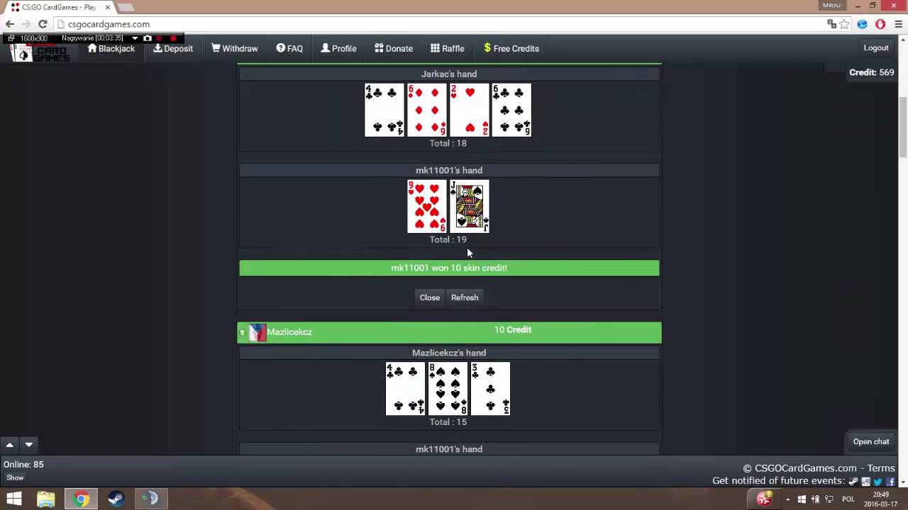 Csgocardgames - Kod Mk11001 - black jack i free skiny!