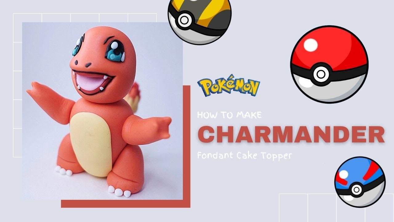 How to make CHARMANDER Pokemon fondant cake topper