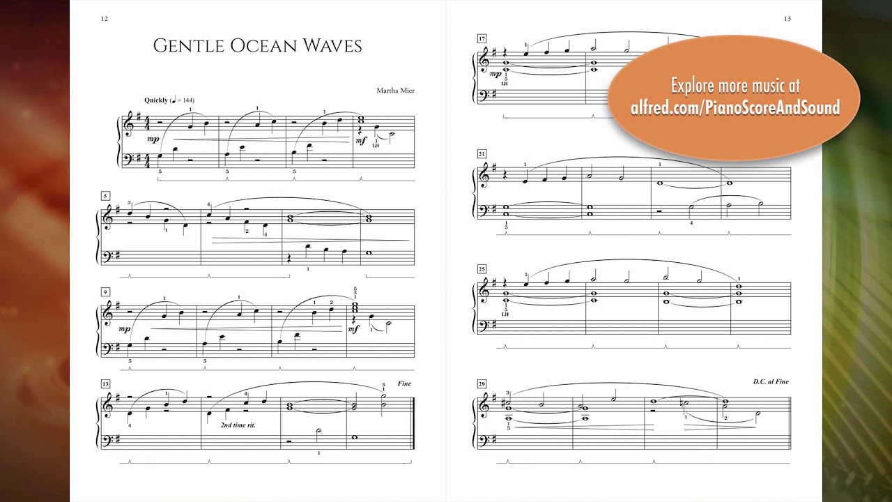 Gentle Ocean Waves, by Martha Mier - Score & Sound, Piano