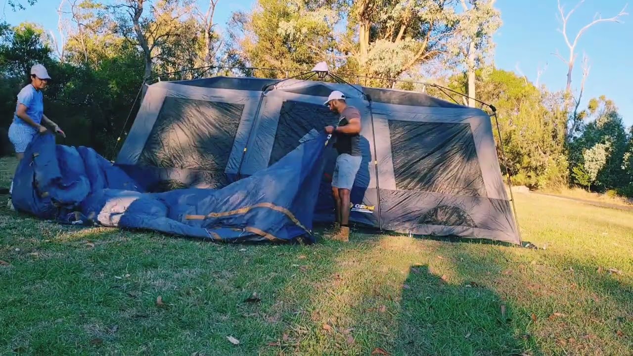 Set up Camping tent for the first time with Kids (oztrail lumos 10 person fast frame tent)