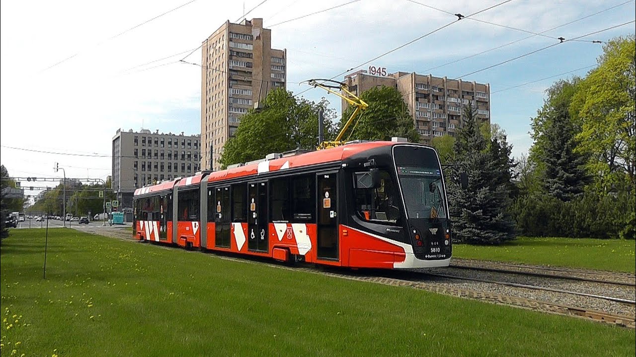 Трамвайный вагон 71-638-02 Поларис на маршруте №55. Санкт-Петербург. 18.05.2025.