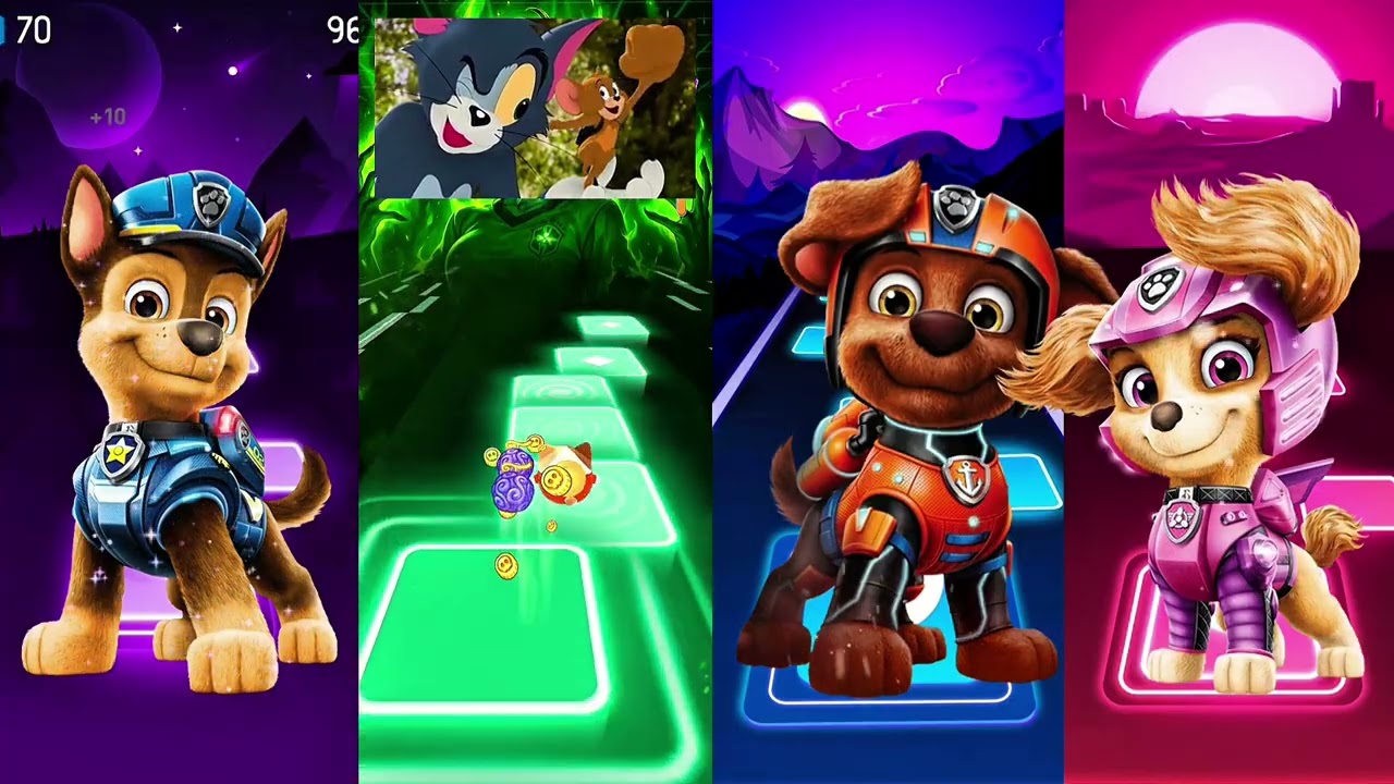 Paw Patrol Team Marshall vs Chase vs Zuma vs Rubble Coffin Dance Tiles Hop Edm Rush