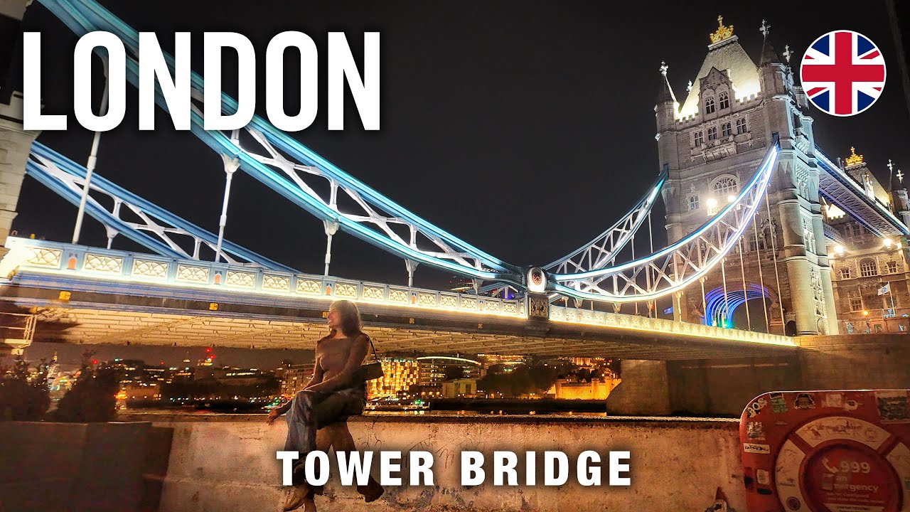 London Riverside Walking Tour 4K 🇬🇧 Tower Bridge Night Walk