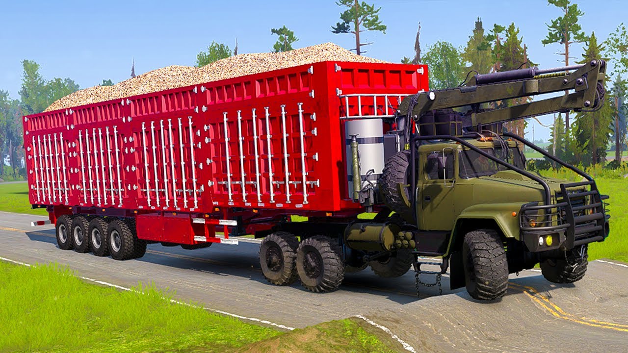 Spintires: Mudrunner | Dump Truck Loaded Trailer Mud Wrestling Match