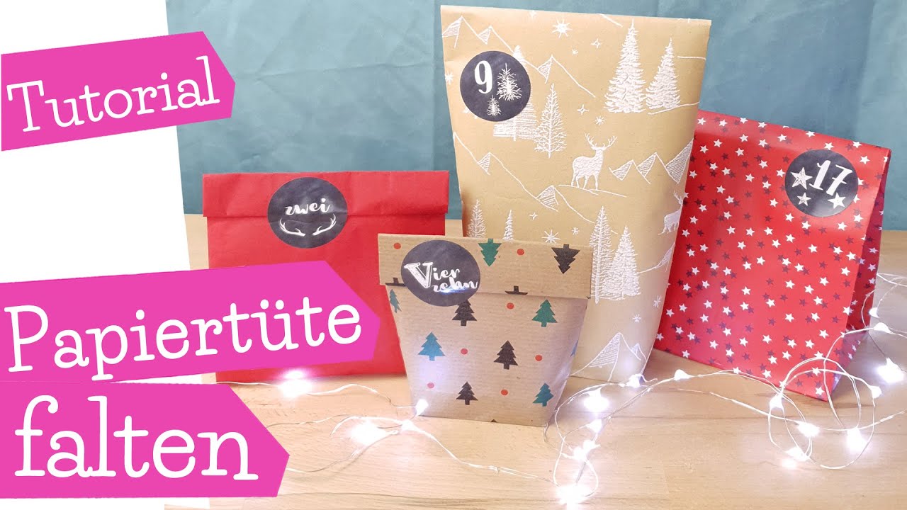 Geschenktüte falten  | Papiertüte falten | DIY Adventskalender basteln | Geschenkpapier Tüte basteln