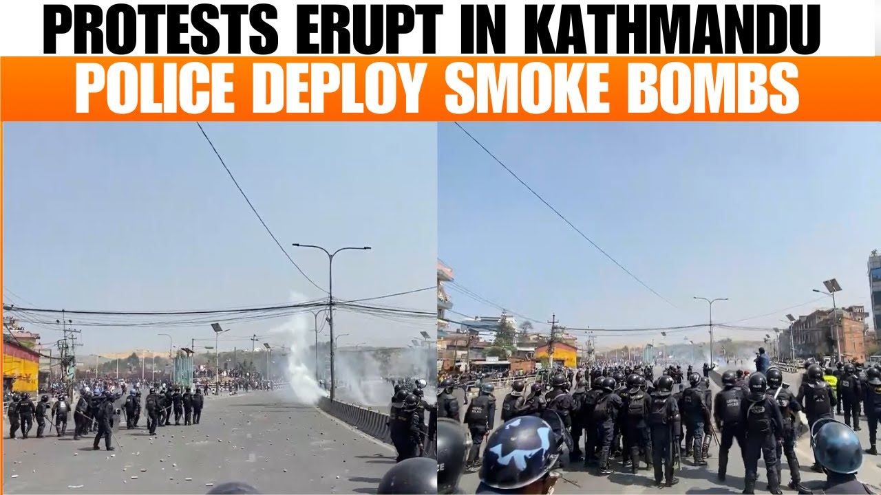 Clashes in Kathmandu: Pro-Monarchist & Pro-Republic Groups Protest | Police Use Smoke Bombs