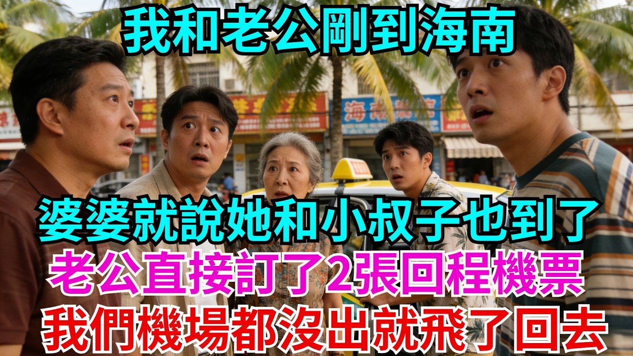 我和老公剛到海南，婆婆就來電說她和小叔子也到了，老公直接訂了2張回程機票，我們機場都沒出就飛了回去，聯系不上我們後婆婆急瘋了！#海南#老公#婆婆#故事#情感#小叔子