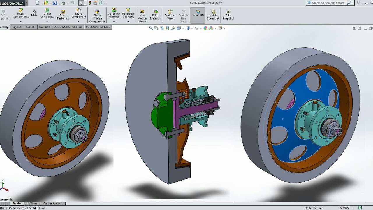 Friction cone clutch 3D model in Solidworks. @Knowledge_Centre_03