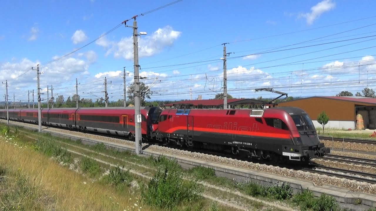 Vlaky Railjet ÖBB 230km/h, Stadler Westbahn, ICE-T DB,VRT ÖBB.
