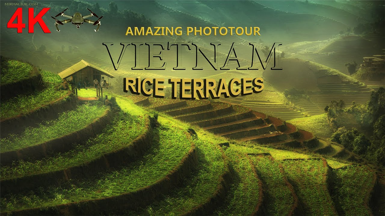 Rice terraces. 4K. Vietnam. People and landscape of Southeast Asia. Photo tour to Vietnam.