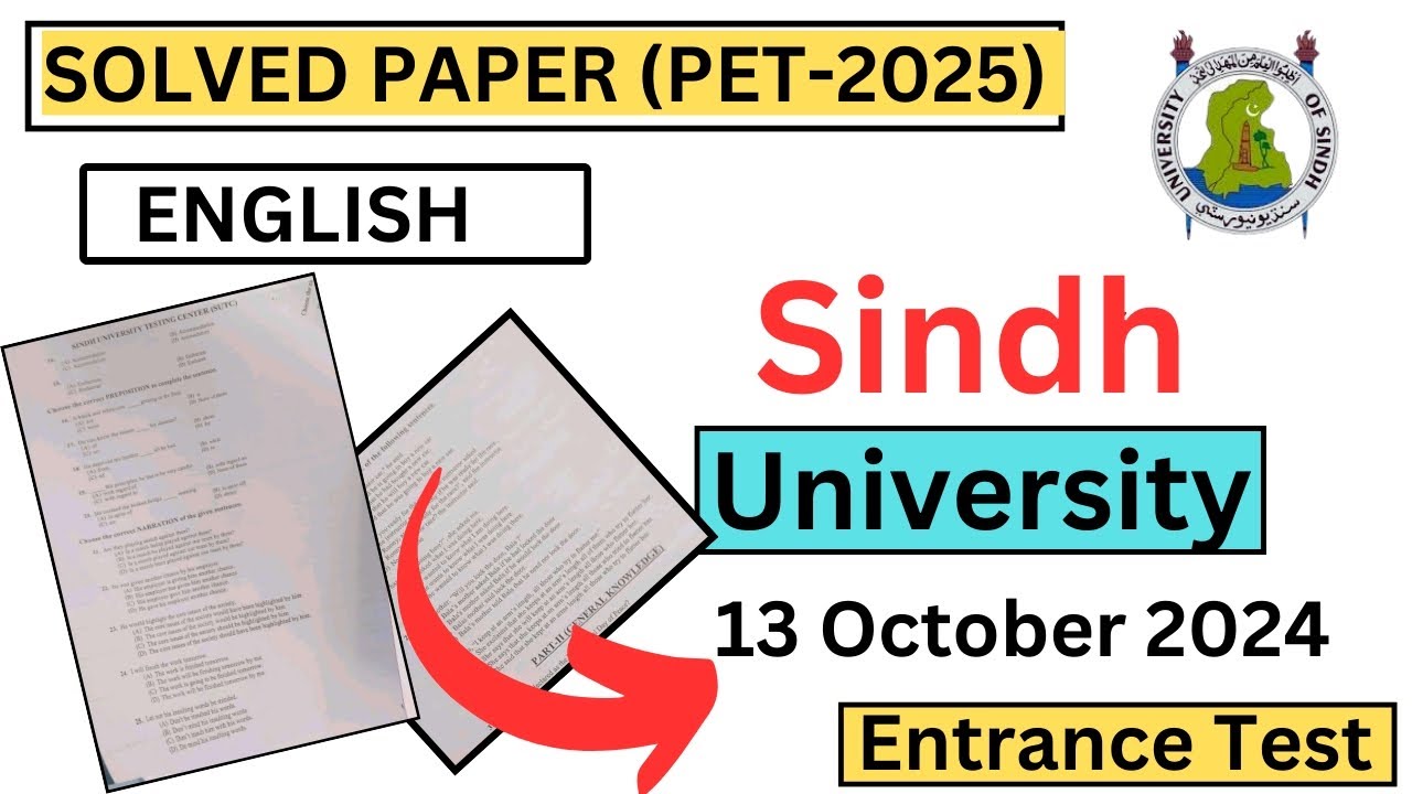Solved paper of Sindh university Entry test | 13 October 2024 | English Portion | Past Paper