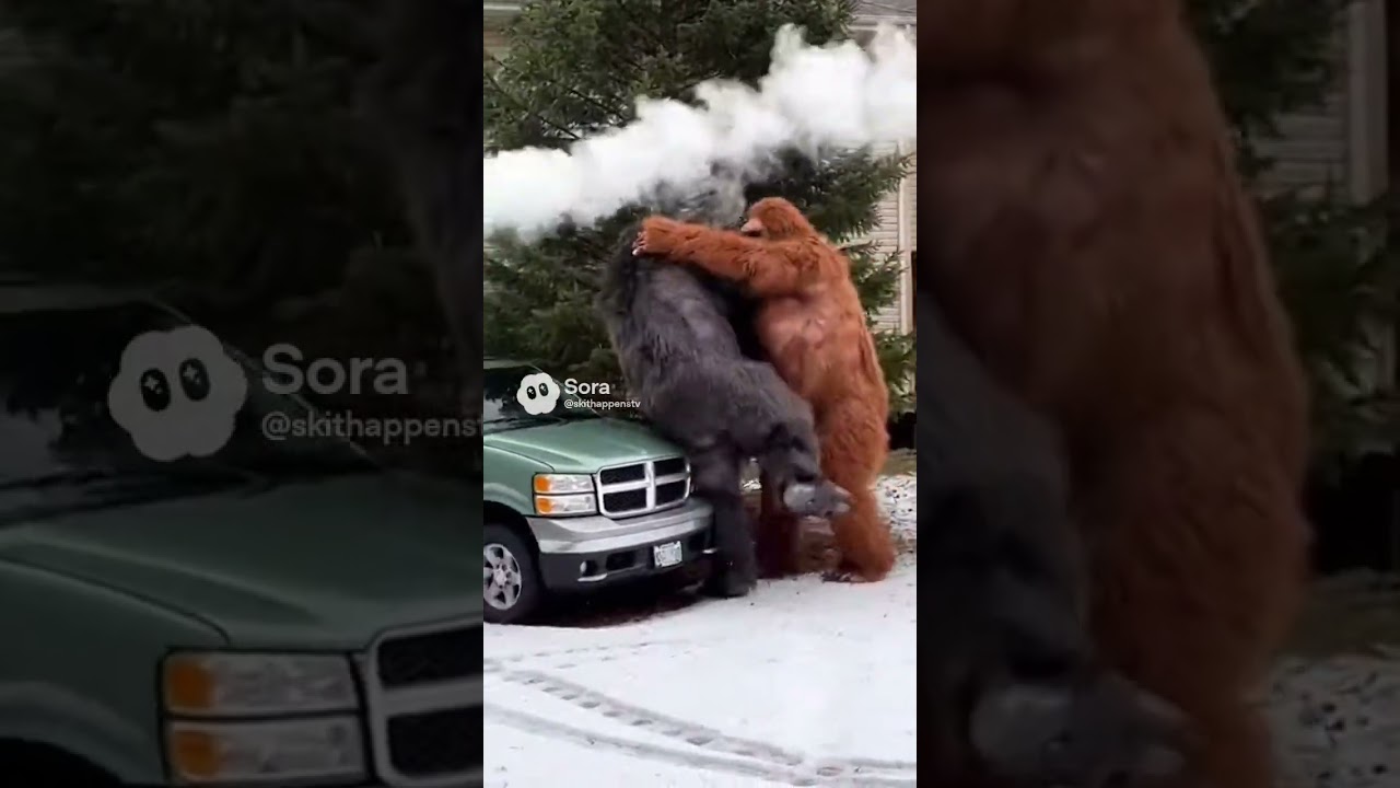 Sasquatch sighting 🦍-(tussling In my driveway?) #bigfoot