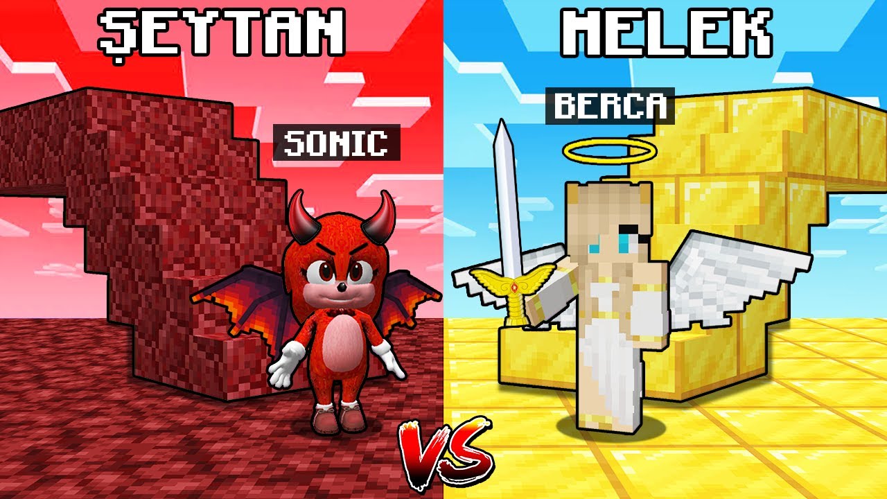 Melek Berca vs Şeytan Kız Bebek Sonic Merdiven Kapışması 😱 -Minecraft