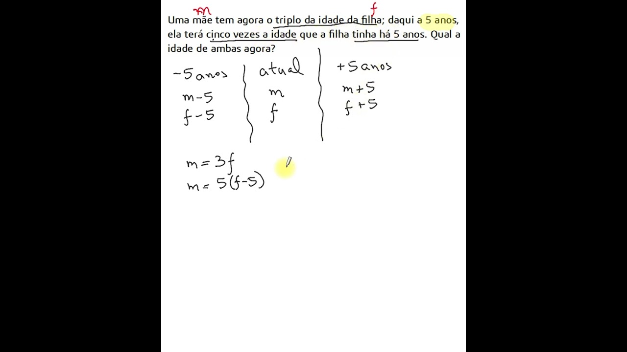 Matemática_ Problema das idades mãe e filha