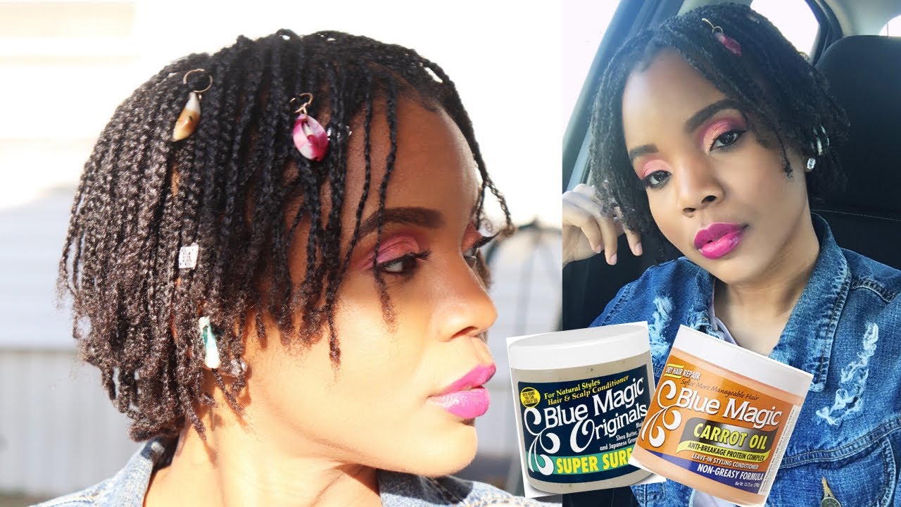Mini braids on 4c natural hair using blue magic products| kadreanna shakay