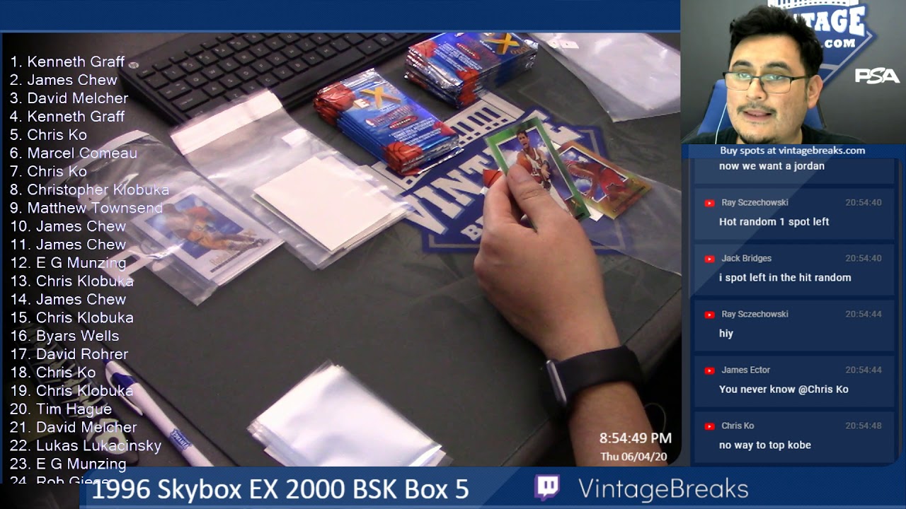 6-4-20 1996 Skybox EX 2000 BSK Box 5 with KOBE BRYANT CREDENTIALS RC!