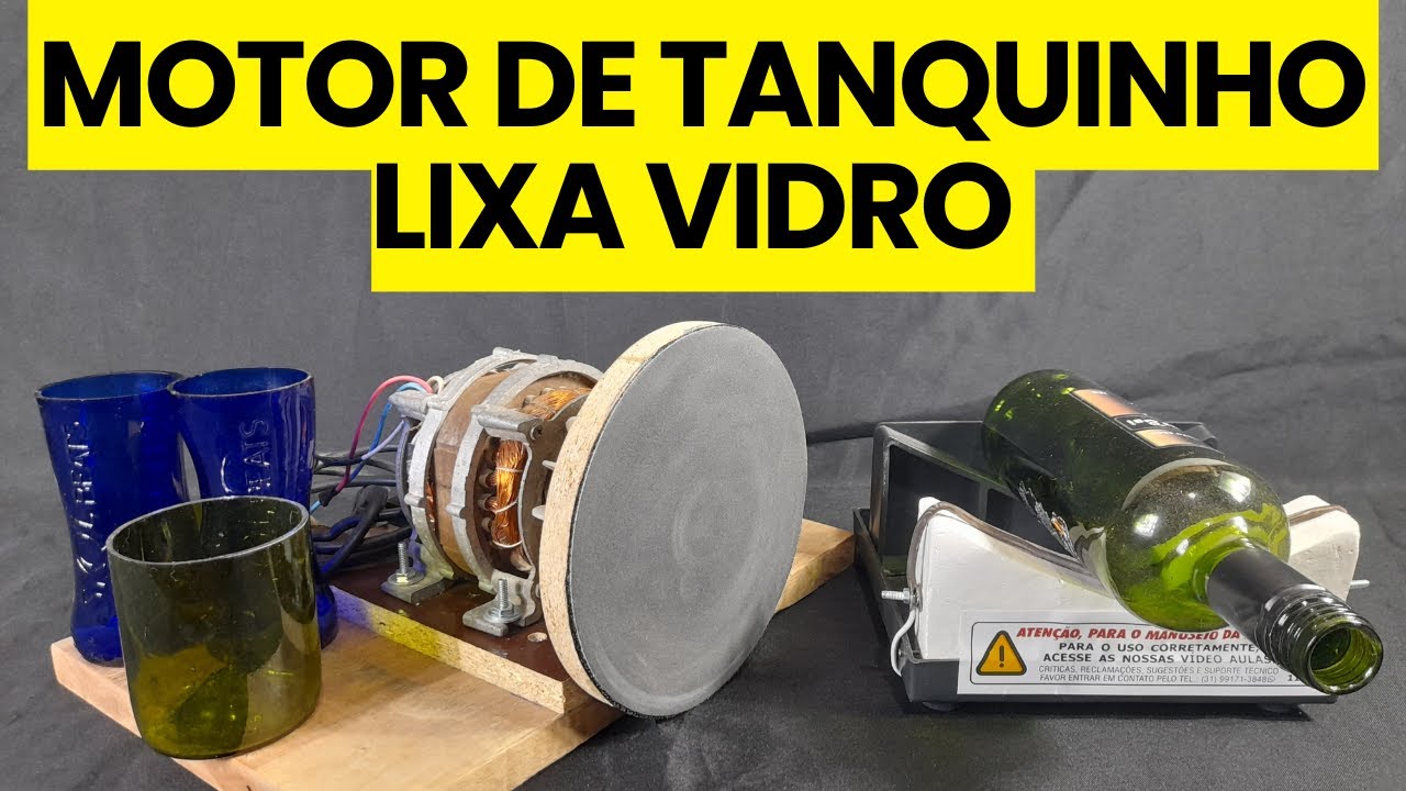AGORA FICOU FÁCIL Lixar Copos Garrafas Vidro Lixadeira  Motor de Taquinho Lixa Carbonato Silício
