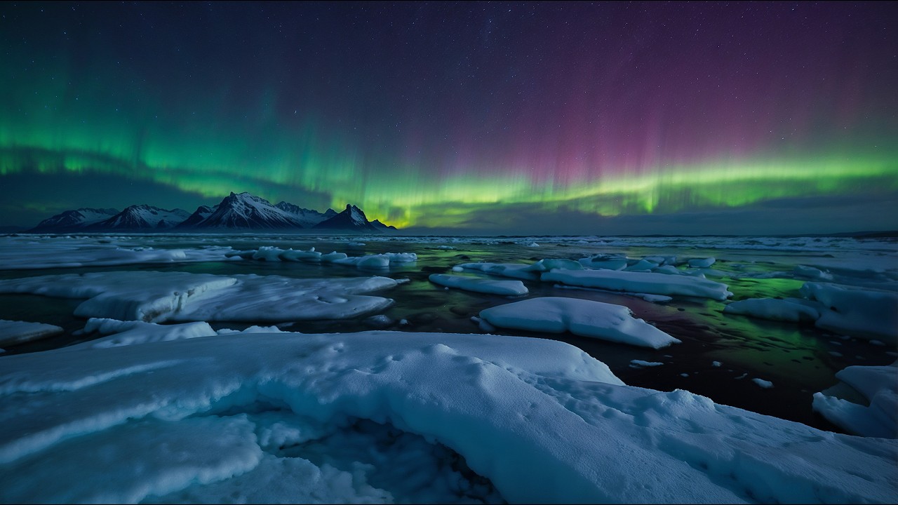 Northern Lights Ambience 🌌 | Arctic Ice, Aurora Borealis & Deep Calm