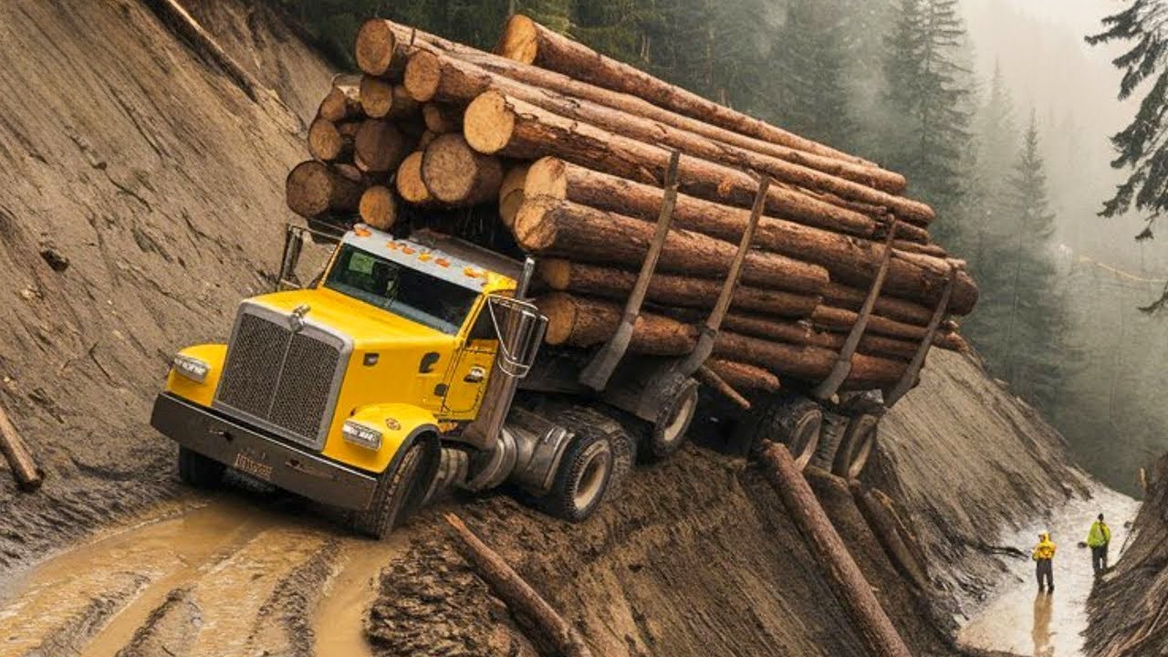 Gef&auml;hrliche Forstwirtschaft! Monsterfahrer im Holztransport