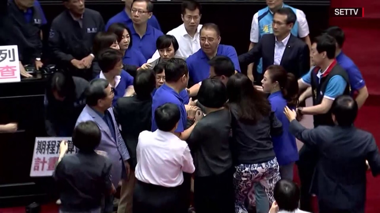 Taiwanese legislators brawl in Parliament