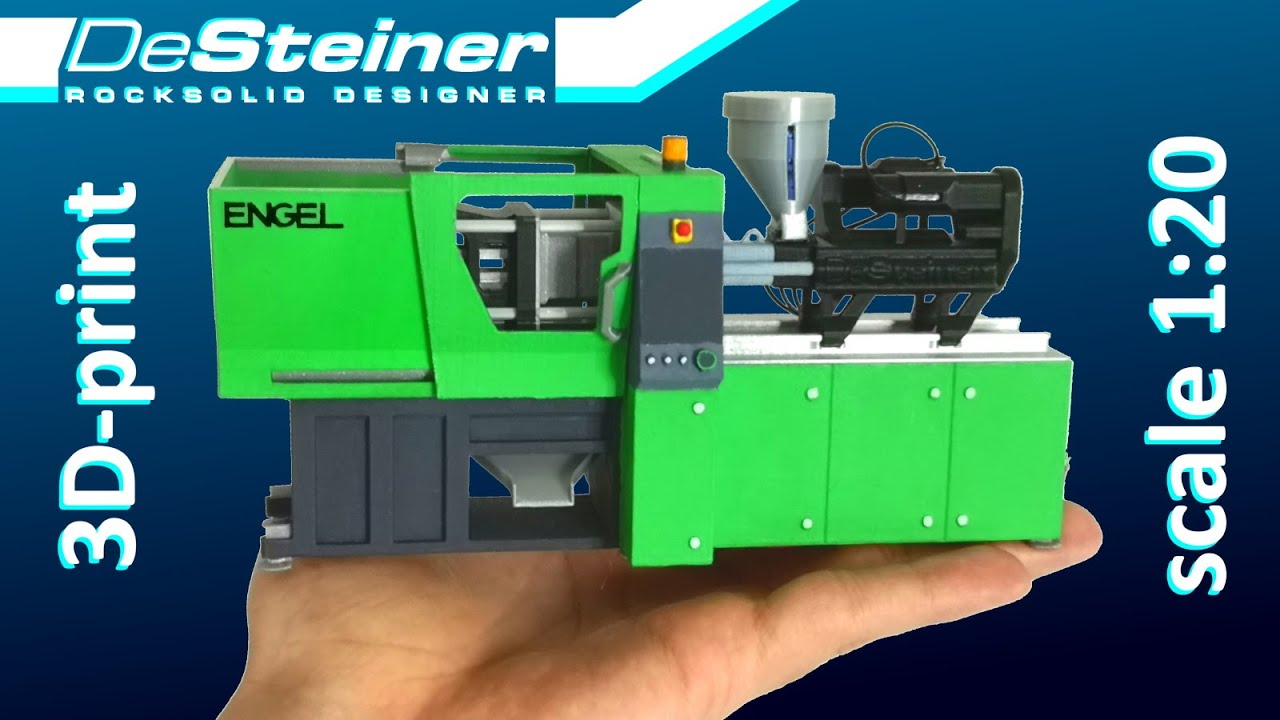 3d-printed ENGEL miniature molding machine (1:20 scale e-mac 170-50) // DeSteiner