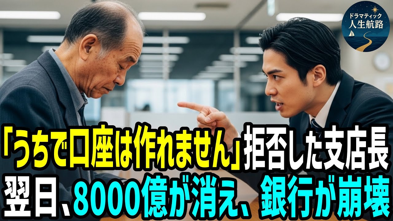 「うちで口座は作れませんw」口座開設を拒否した支店長。83歳老人「残念です…」→翌日、8000億円が消え銀行は大崩壊【スカッとする話】