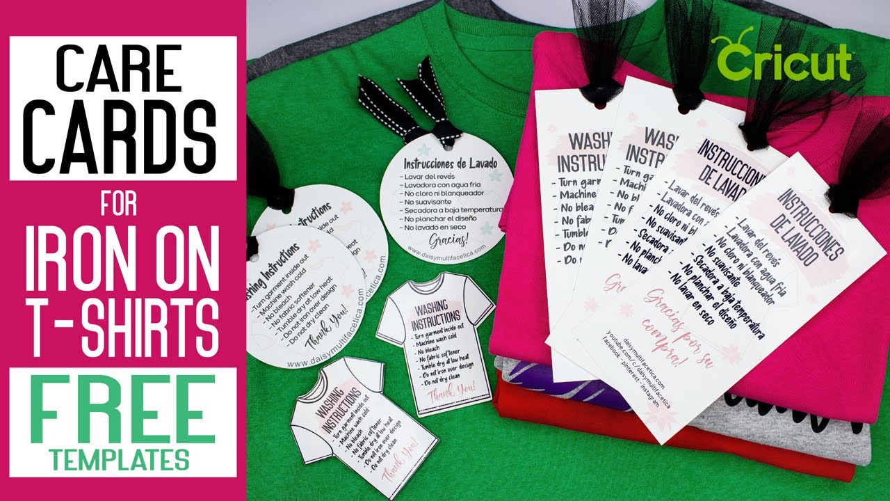 Printable Care Cards for HTV & Iron On Garments | Print and Cut with Cricut {{FREE TEMPLATES}}