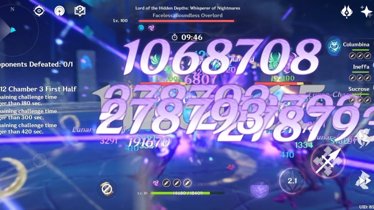 Spiral abyss 6.4 / C1R1 Flins 1 million damage #flins #columbina #genshinimpact  