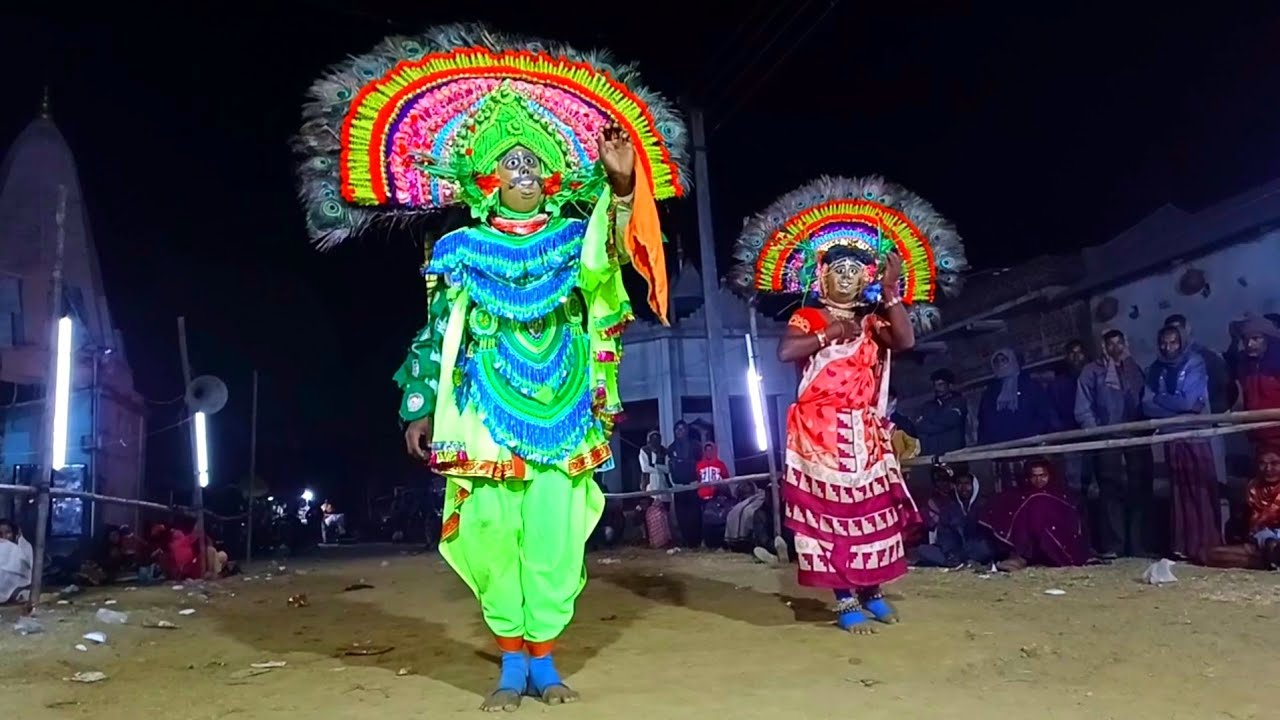 দিনের আসরেই কীরাত কিরাতিন পালা দিয়ে দিল//Sasadhar kalindi kirat nach//Cho nach//Purulia chhau nach