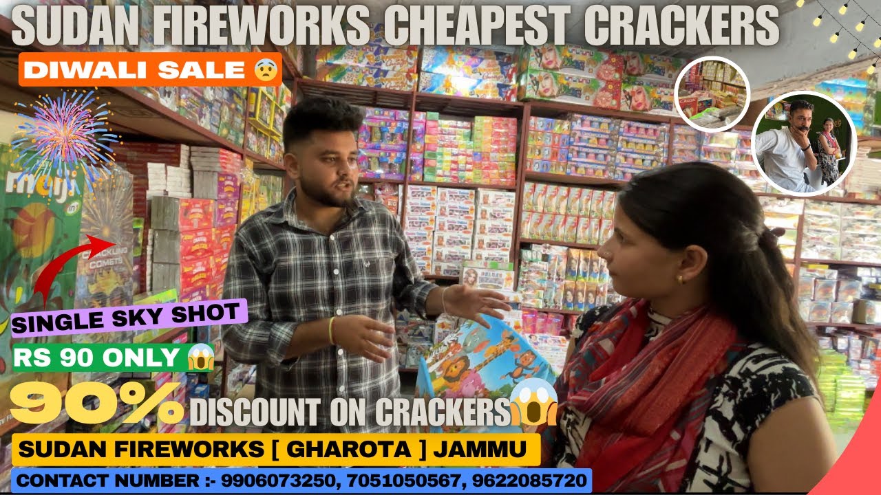 90% OFF ON CRACKERS 😱 || SUDAN FIREWORKS GHAROTA JAMMU || DIWALI SALE || SINGLE SKY SHOT RS 90 ONLY🥶