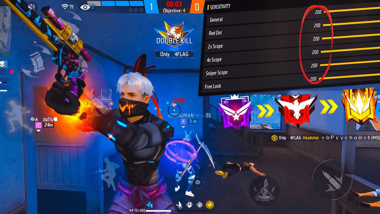 IMPOSSIBLE🎯Mind Game 🧠 99% Headshot Rate⚡New 200+ Sensitivity  | Free Fire Setting | Free Fire