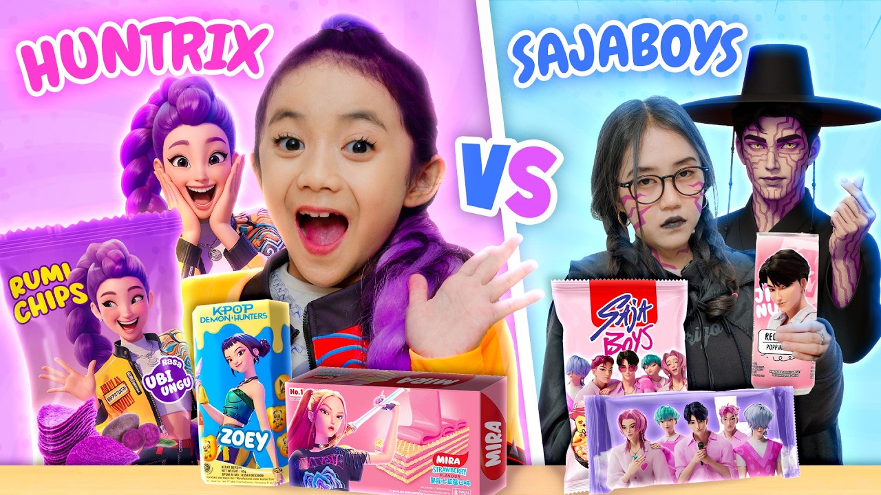 SAMANTHA BELANJA SERBA HUNTRIX VS SAJA BOYS 😍 BATTLE MAKANAN MINUMAN KPOP DEMON HUNTER