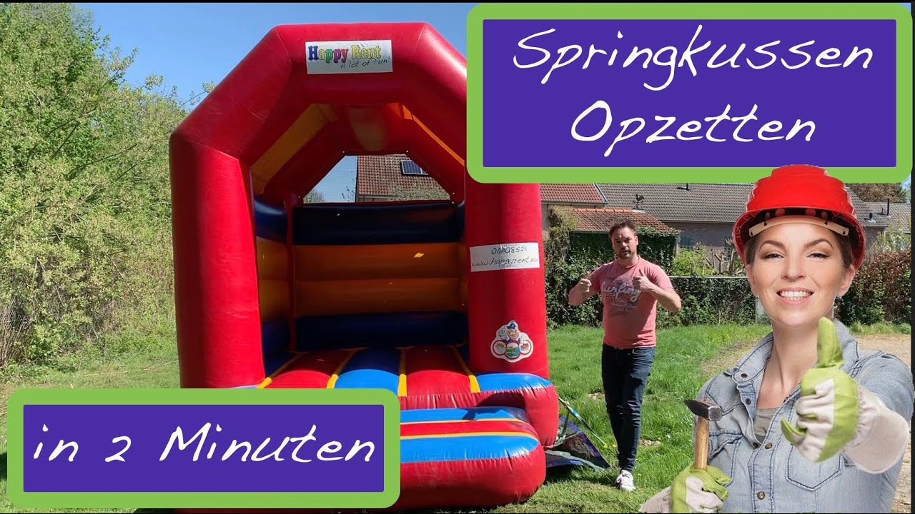 Springkussen opzetten en opblazen in 2 minuten
