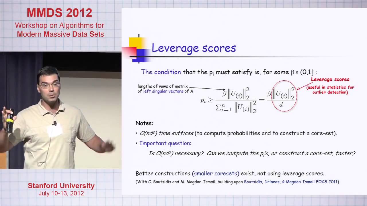 Leverage Scores, the Column Subset Selection Problem, and Least squares Problems, Petros Drineas
