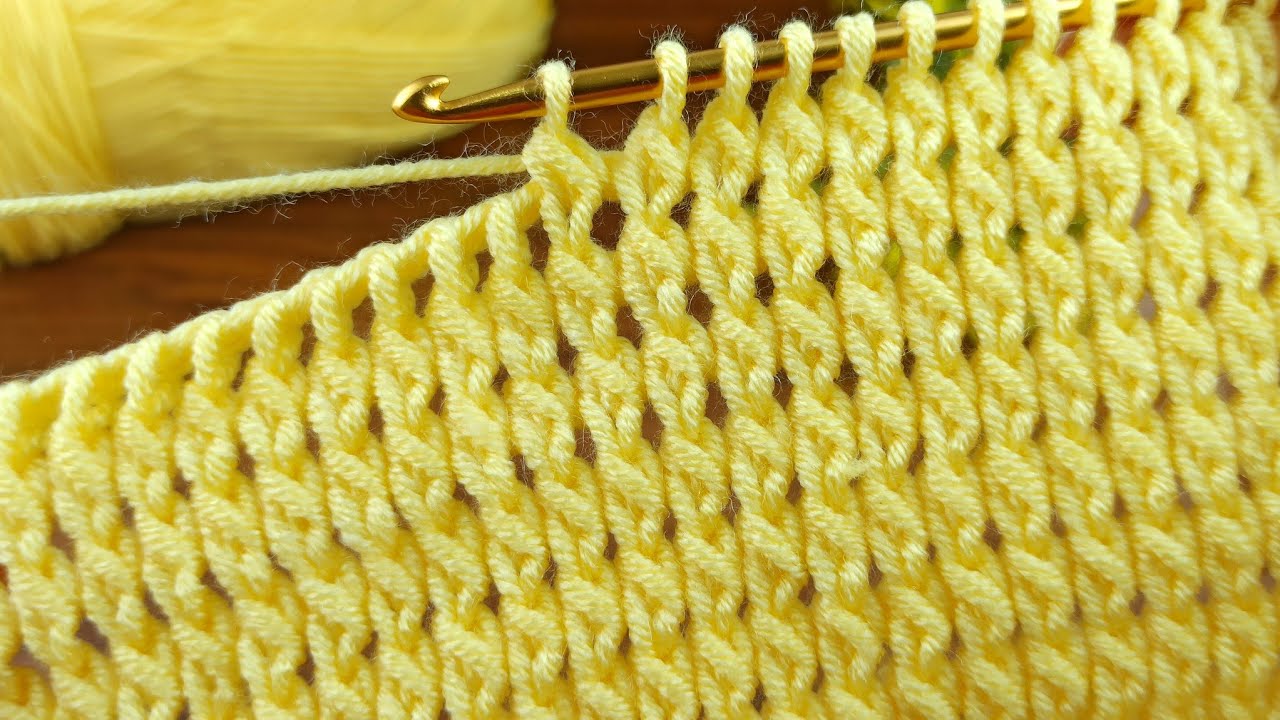 New model Very easy Tunisian crochet model explanation #crochet #knitting #tunisiancrochet