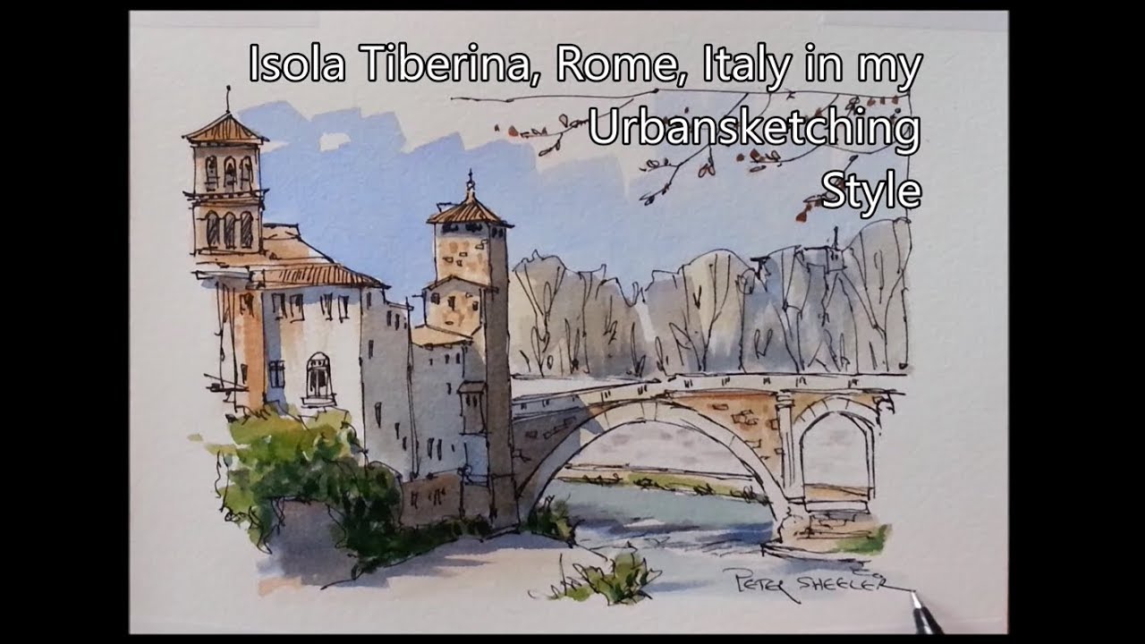Pen and Wash Watercolor of an Italy scene in my Urbansketching style. Peter Sheeler
