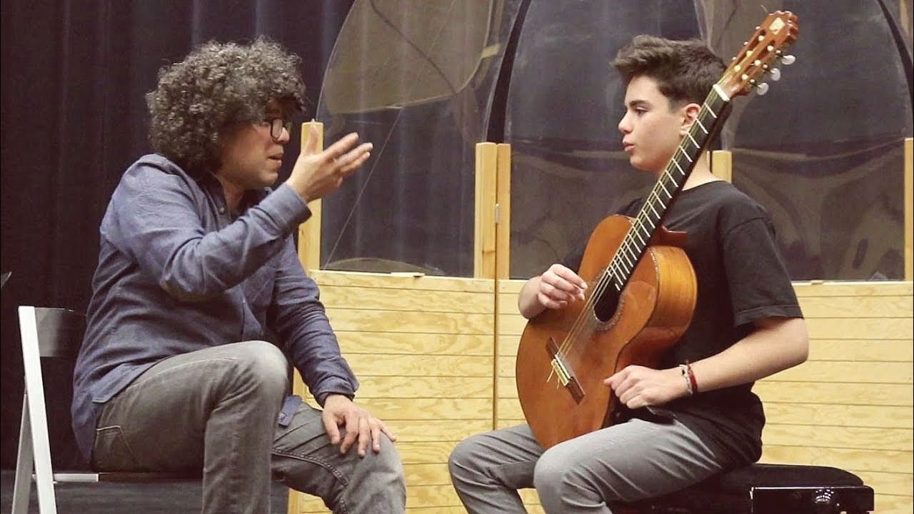 Master class Judicaël PERROY – BACH Sarabande & Bourrée  BWV 996 – André NOBILE, guitare