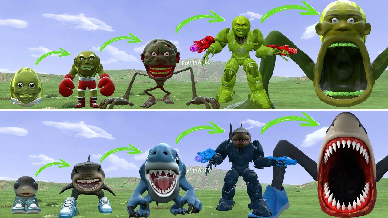 ???: ALL NEW EVOLUTIONARY FORMS OF THE LINGANG MELON FAMILY VS THE TRALALERO TRALALA FAMILY IN GMOD!